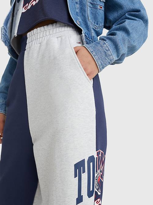 Tommy Hilfiger Spliced Collegiate Relaxed Joggers Nadrág Női Kék | TH103VGN