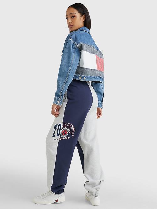 Tommy Hilfiger Spliced Collegiate Relaxed Joggers Nadrág Női Kék | TH103VGN