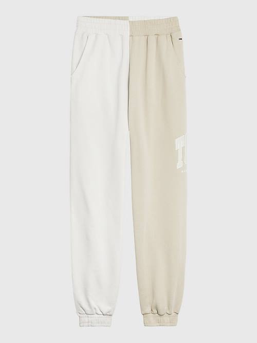 Tommy Hilfiger Spliced Collegiate Relaxed Joggers Nadrág Női Bézs | TH623KVW