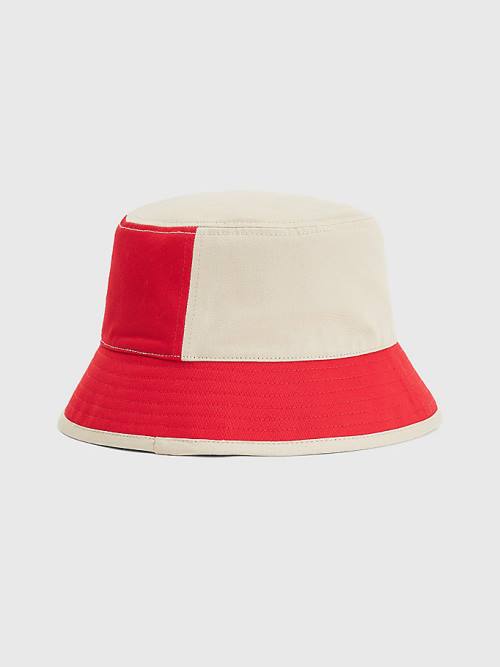 Tommy Hilfiger Spliced Logo Colour-Blocked Bucket Kalap Női Piros | TH938VFD