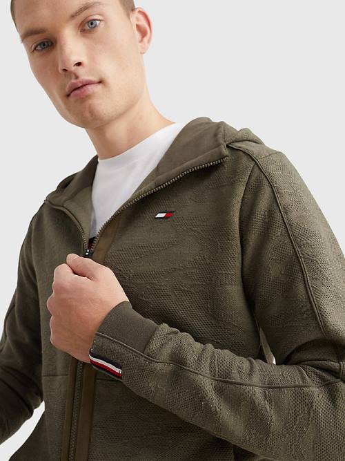 Tommy Hilfiger Sport Camo Zip-Thru Kapucnis Pulóver Férfi Khaki | TH891HMV