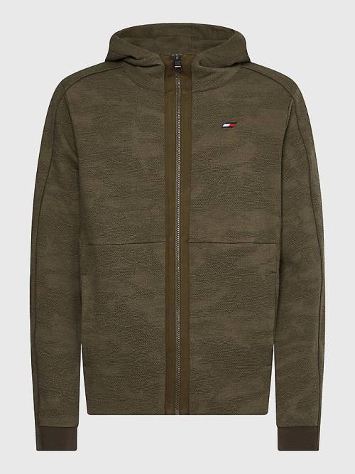 Tommy Hilfiger Sport Camo Zip-Thru Kapucnis Pulóver Férfi Khaki | TH891HMV