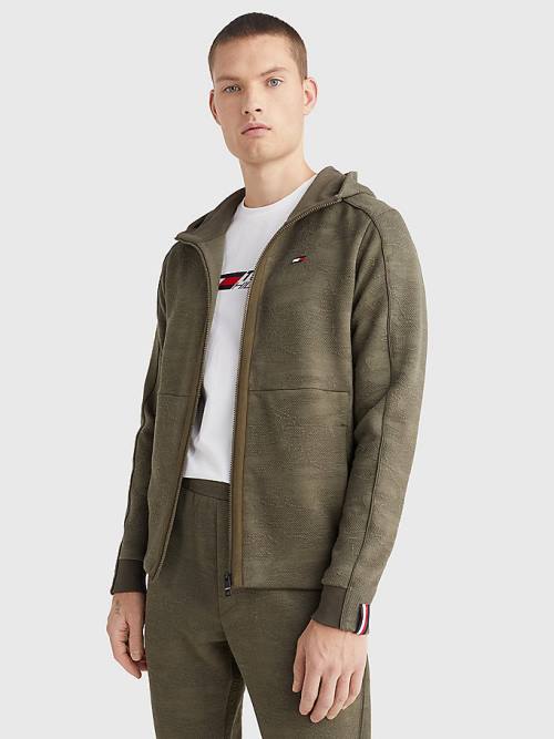 Tommy Hilfiger Sport Camo Zip-Thru Kapucnis Pulóver Férfi Khaki | TH891HMV