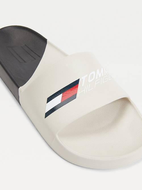 Tommy Hilfiger Sport Colour-Blocked Logo Pool Slides Szandál Női Bézs | TH047JSM