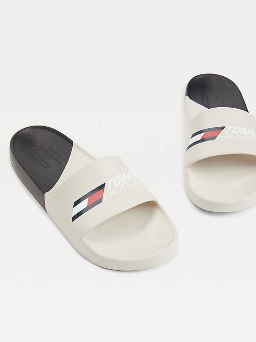 Tommy Hilfiger Sport Colour-Blocked Logo Pool Slides Szandál Női Bézs | TH047JSM