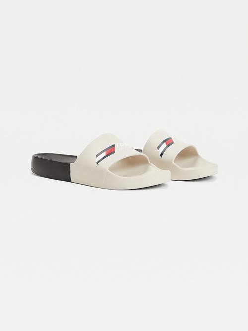 Tommy Hilfiger Sport Colour-Blocked Logo Pool Slides Szandál Női Bézs | TH047JSM