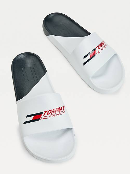 Tommy Hilfiger Sport Colour-Blocked Pool Slides Szandál Férfi Fehér | TH265WDC