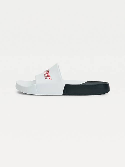 Tommy Hilfiger Sport Colour-Blocked Pool Slides Szandál Férfi Fehér | TH265WDC