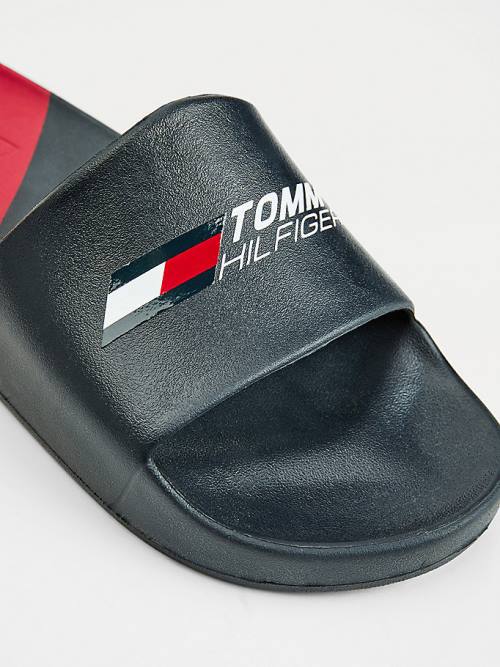 Tommy Hilfiger Sport Colour-Blocked Pool Slides Szandál Férfi Kék | TH469RIL