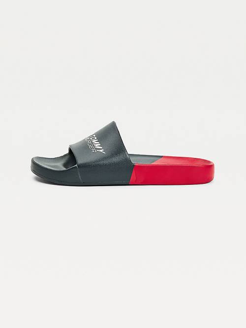 Tommy Hilfiger Sport Colour-Blocked Pool Slides Szandál Férfi Kék | TH469RIL