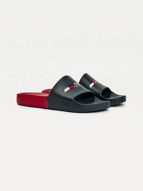 Tommy Hilfiger Sport Colour-Blocked Pool Slides Szandál Férfi Kék | TH469RIL