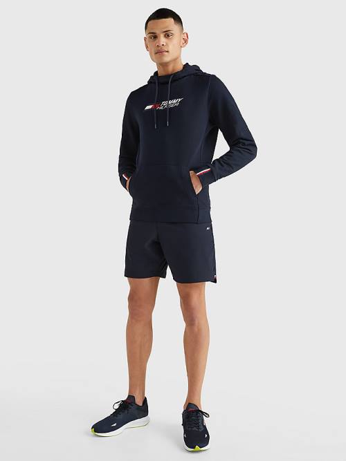 Tommy Hilfiger Sport Essential Organic Pamut Kapucnis Pulóver Férfi Kék | TH186YVG