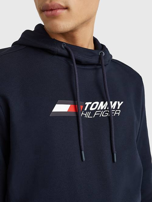 Tommy Hilfiger Sport Essential Organic Pamut Kapucnis Pulóver Férfi Kék | TH186YVG