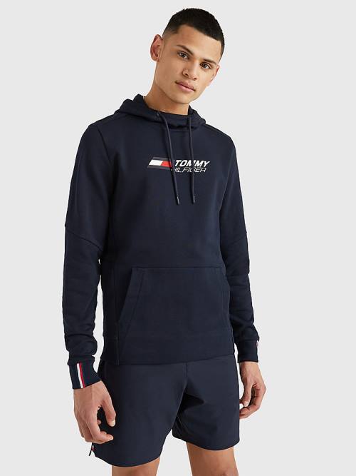 Tommy Hilfiger Sport Essential Organic Pamut Kapucnis Pulóver Férfi Kék | TH186YVG