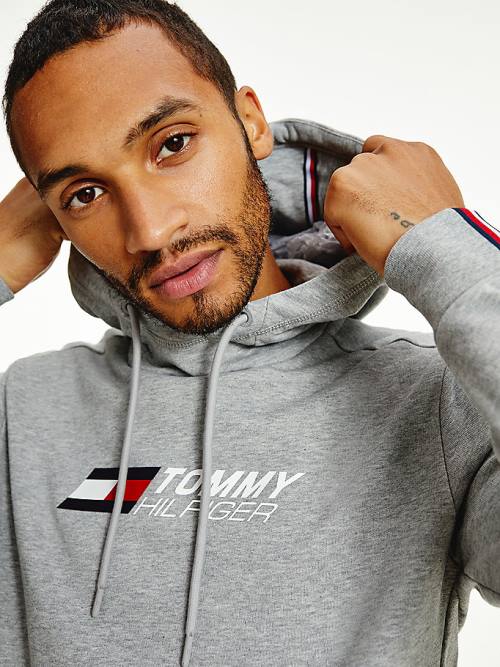 Tommy Hilfiger Sport Essential Organic Pamut Kapucnis Pulóver Férfi Szürke | TH672NXJ