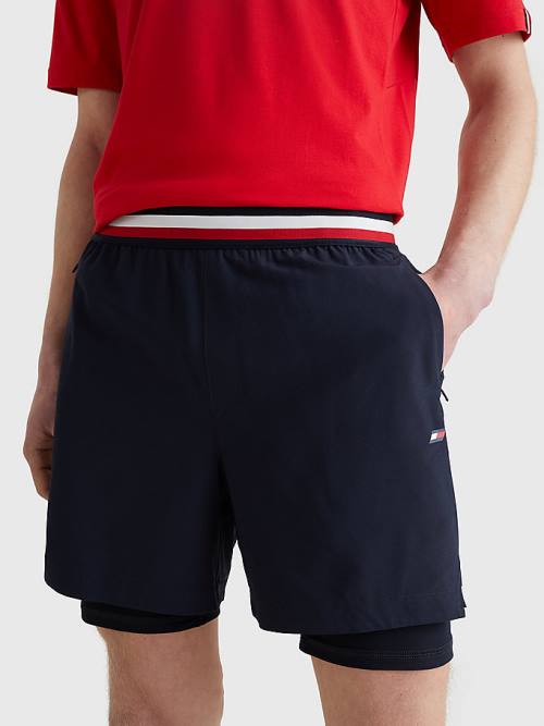 Tommy Hilfiger Sport Essential Performance 2-In-1 Rövidnadrág Férfi Kék | TH482SEZ