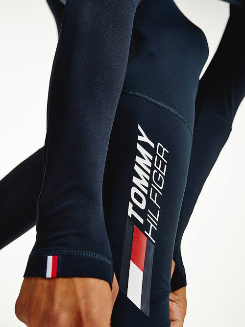 Tommy Hilfiger Sport Essential Rubberised Logo Tights Nadrág Férfi Kék | TH345TER