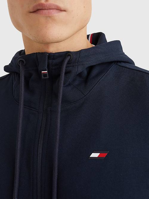 Tommy Hilfiger Sport Essential TH Cool Zip-Thru Kapucnis Pulóver Férfi Kék | TH387DCY