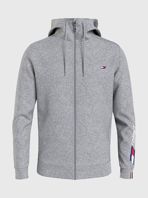 Tommy Hilfiger Sport Essential TH Cool Zip-Thru Kapucnis Pulóver Férfi Szürke | TH753ZPX