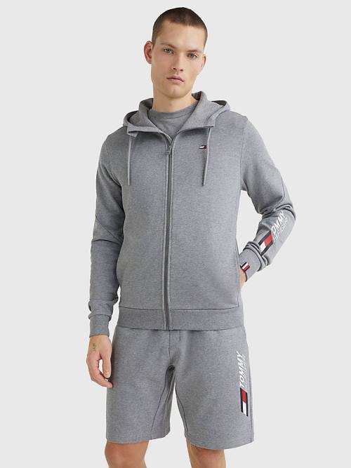 Tommy Hilfiger Sport Essential TH Cool Zip-Thru Kapucnis Pulóver Férfi Szürke | TH753ZPX