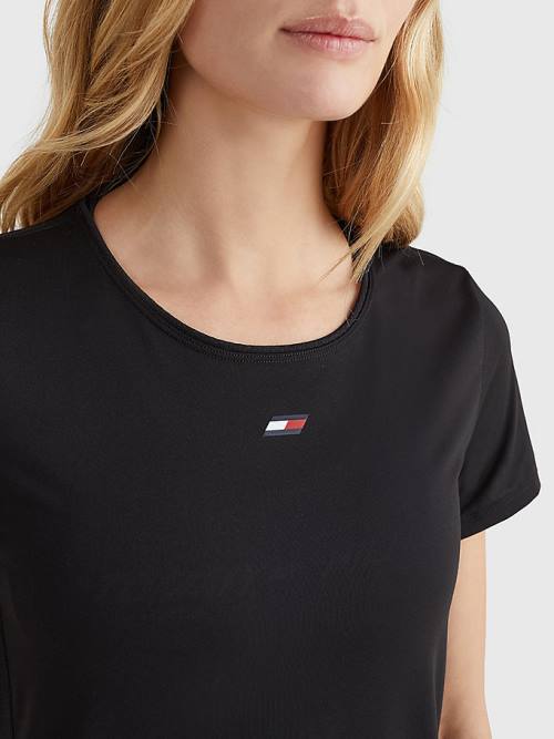 Tommy Hilfiger Sport Fabric Mix Crew Neck Póló Női Fekete | TH813RQM