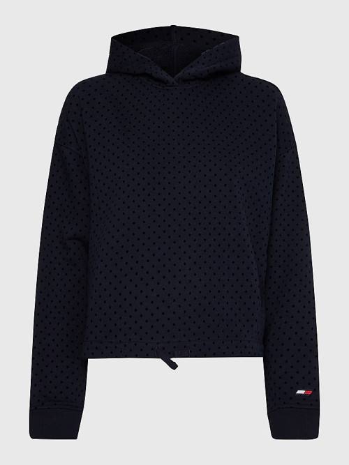 Tommy Hilfiger Sport Flocked Polka-Dot Relaxed Fit Kapucnis Pulóver Női Kék | TH430WZS