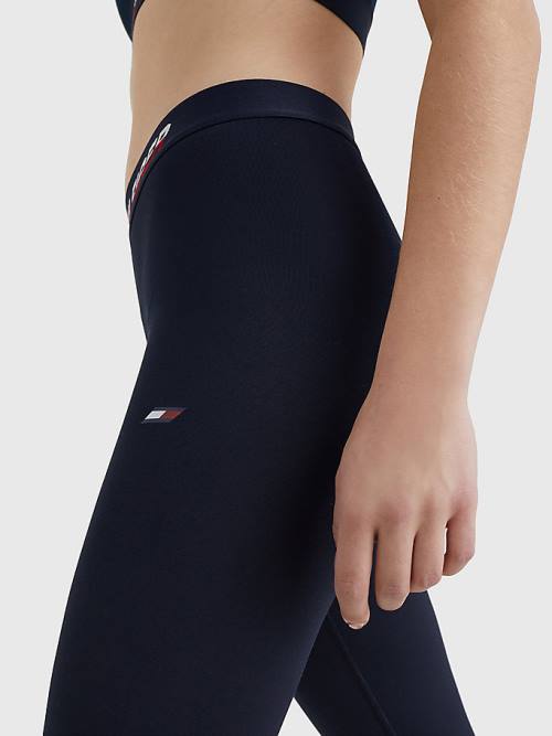 Tommy Hilfiger Sport Full Length Waistband Detail Leggings Női Kék | TH137PXI