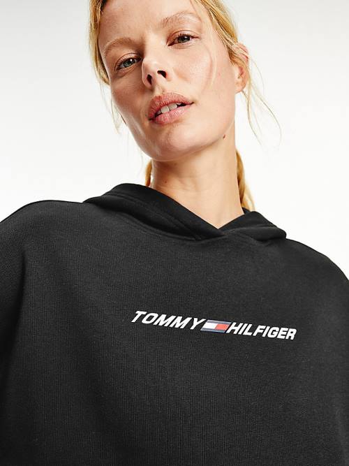 Tommy Hilfiger Sport Graphic Kapucnis Pulóver Női Fekete | TH825IUH