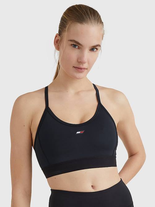 Tommy Hilfiger Sport Könnyű Low Support Racer Bra Fehérnemű Női Fekete | TH943DUF