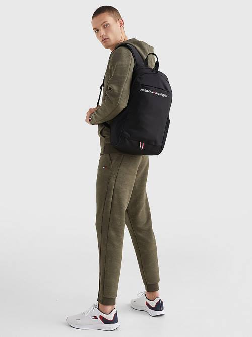 Tommy Hilfiger Sport Logo Backpack Táska Férfi Fekete | TH793QXE