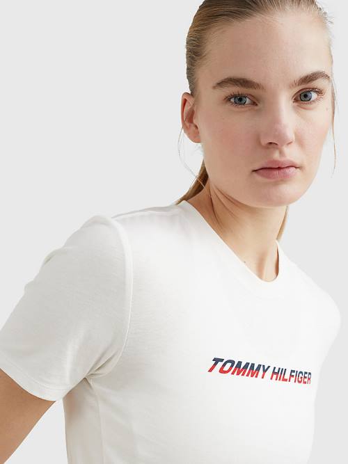 Tommy Hilfiger Sport Logo Póló Női Fehér | TH784WSG