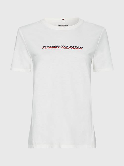 Tommy Hilfiger Sport Logo Póló Női Fehér | TH784WSG