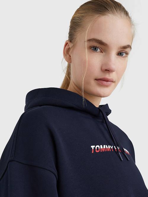 Tommy Hilfiger Sport Logo Relaxed Fit Kapucnis Pulóver Női Kék | TH275HSX