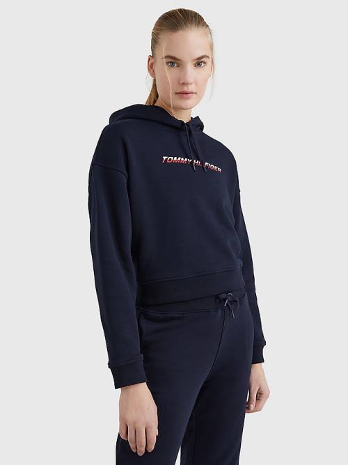 Tommy Hilfiger Sport Logo Relaxed Fit Kapucnis Pulóver Női Kék | TH275HSX