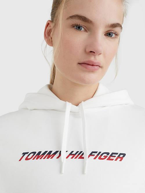 Tommy Hilfiger Sport Logo Relaxed Fit Kapucnis Pulóver Női Fehér | TH835INU