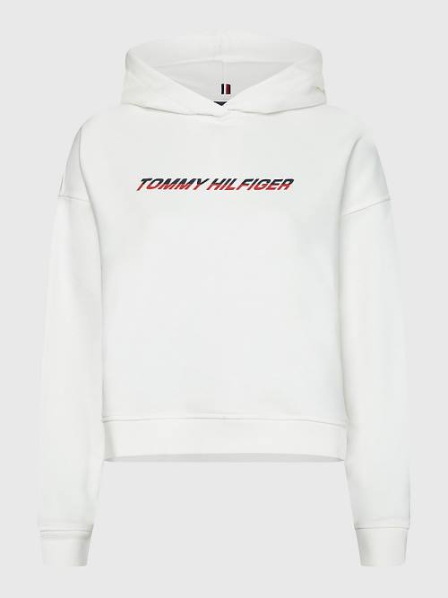 Tommy Hilfiger Sport Logo Relaxed Fit Kapucnis Pulóver Női Fehér | TH835INU