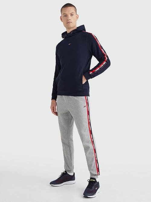 Tommy Hilfiger Sport Logo Tape Kapucnis Pulóver Férfi Kék | TH408SVB