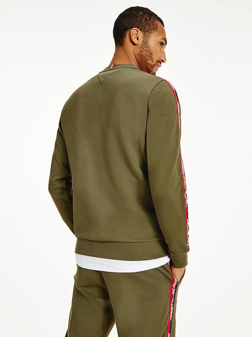 Tommy Hilfiger Sport Logo Tape Pulóver Férfi Khaki | TH658LXZ