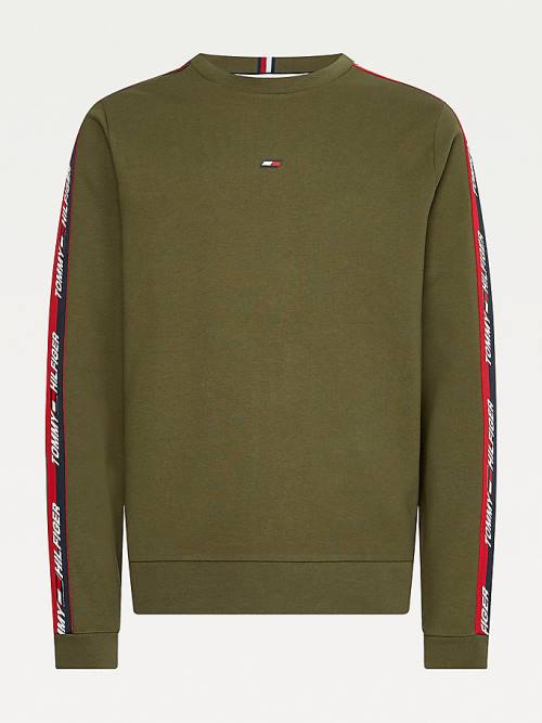 Tommy Hilfiger Sport Logo Tape Pulóver Férfi Khaki | TH658LXZ