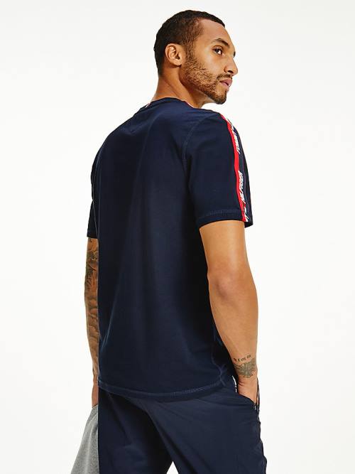 Tommy Hilfiger Sport Logo Tape Póló Férfi Kék | TH869EJQ