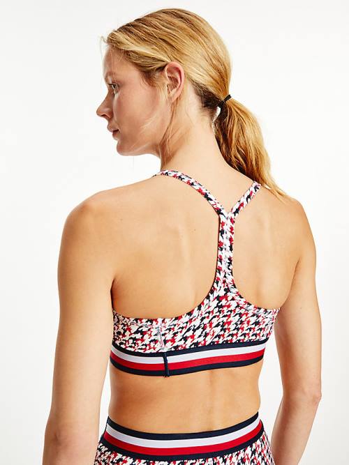 Tommy Hilfiger Sport Low Support Houndstooth Bra Fehérnemű Női Piros | TH156HZN