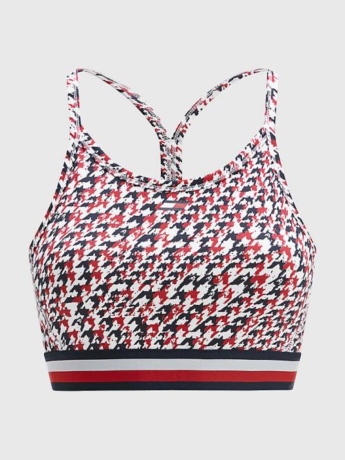 Tommy Hilfiger Sport Low Support Houndstooth Bra Fehérnemű Női Piros | TH156HZN