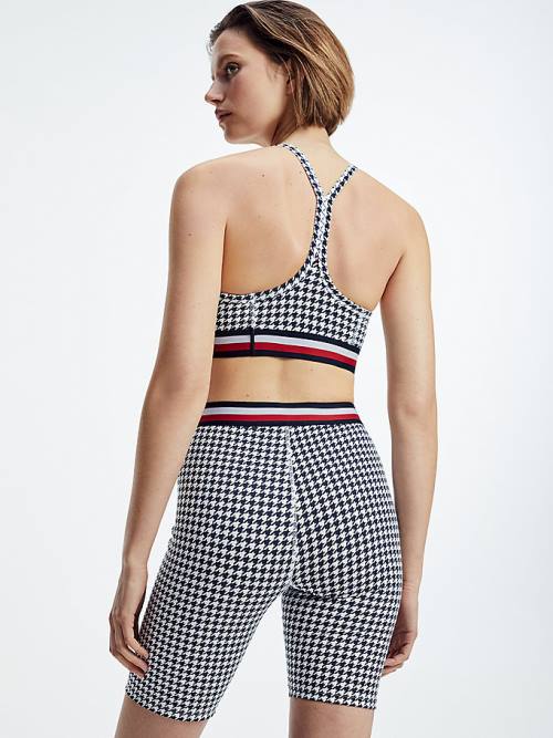 Tommy Hilfiger Sport Low Support Houndstooth Bra Fehérnemű Női Fekete | TH460YHW