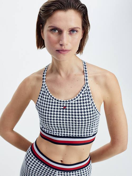 Tommy Hilfiger Sport Low Support Houndstooth Bra Fehérnemű Női Fekete | TH460YHW