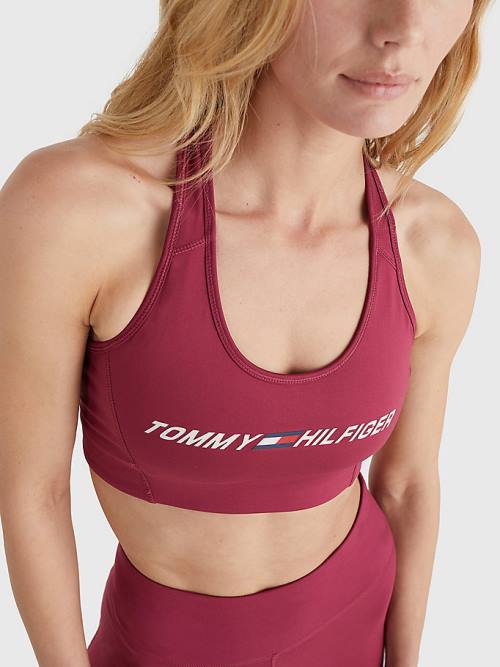 Tommy Hilfiger Sport Medium Support Logo Bra Fehérnemű Női Piros | TH037AVX