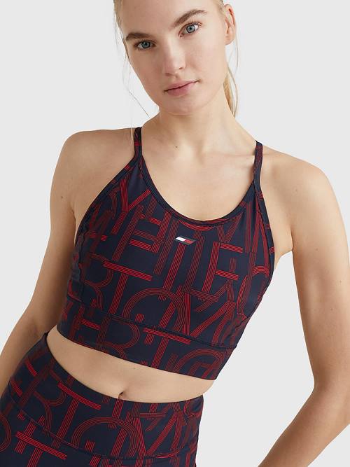 Tommy Hilfiger Sport Medium Support Print Bra Fehérnemű Női Kék | TH246IZV