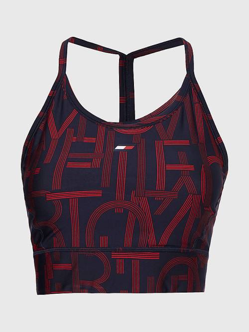 Tommy Hilfiger Sport Medium Support Print Bra Fehérnemű Női Kék | TH246IZV