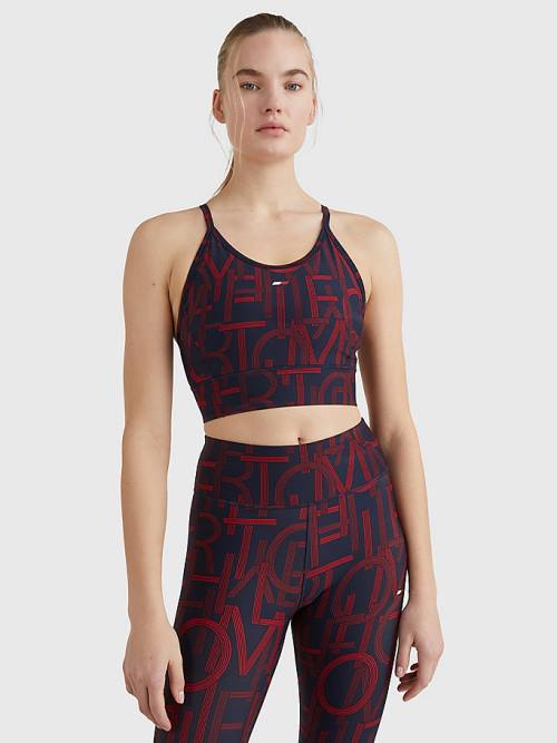 Tommy Hilfiger Sport Medium Support Print Bra Fehérnemű Női Kék | TH246IZV