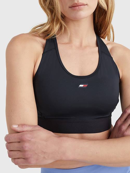 Tommy Hilfiger Sport Medium Support Racerback Bra Fehérnemű Női Fekete | TH345USF