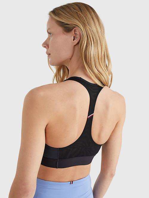 Tommy Hilfiger Sport Medium Support Racerback Bra Fehérnemű Női Fekete | TH345USF